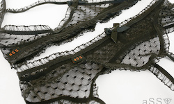 <p>Cannibal is a an open-crotch panty, which can be ordered in two different versions: String or straps. The transparent fabrics are fitted in quilled elasticband and adorned with satin bows. The matching open top has a clip at the back. This product will be handmade for you, in Switzerland.</p>