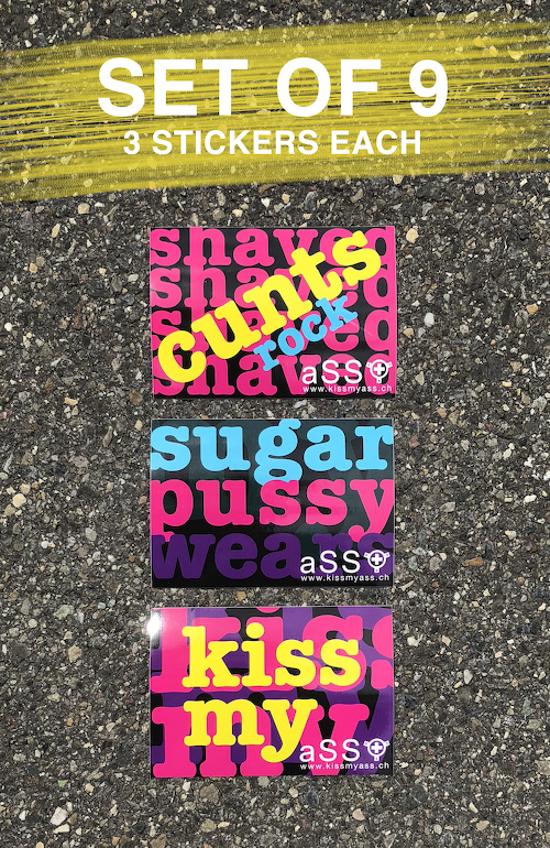 aSS stickers, kissmyaSS, shaved cunts rock aSS, my sugarpussy wears aSS