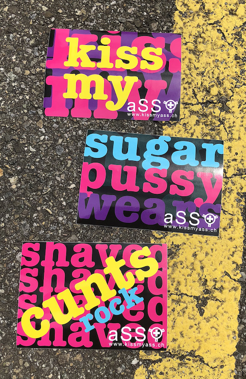 aSS stickers, kissmyaSS, shaved cunts rock aSS, my sugarpussy wears aSS
