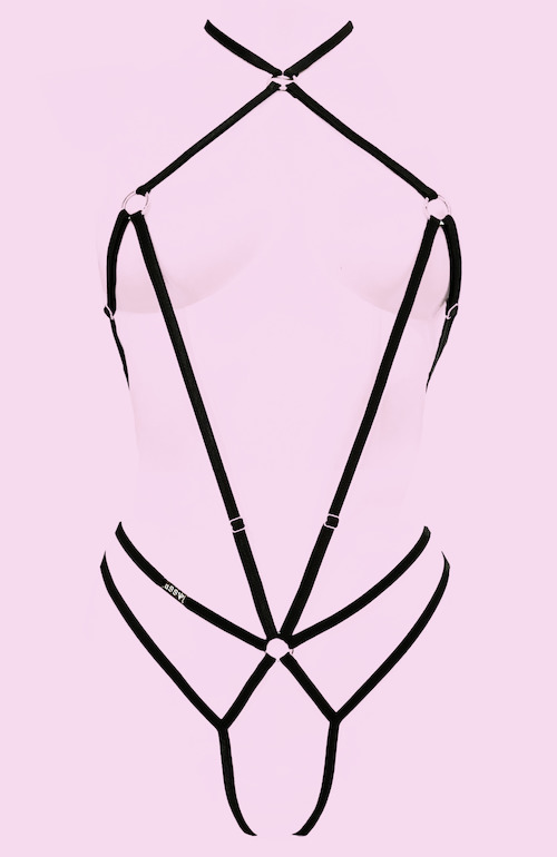 Handmade bodysuit with exposed nipples